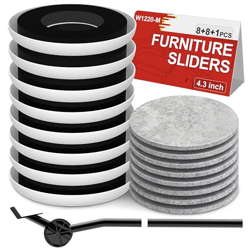 Furniture Sliders for Hardwood Floors: Multi-Surface 3-in-1 Moving Sliders - size: 4.3in Round 8+8+1Pack