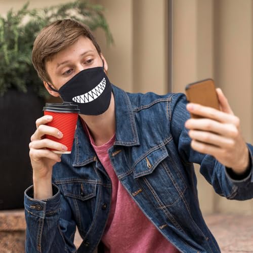 Cute Cat Face Mask, Kawaii Cotton Mouth Masks Reusable Washable Face Mask Anti-Dust Anime Masks for Women Men - color: Black 8pcs