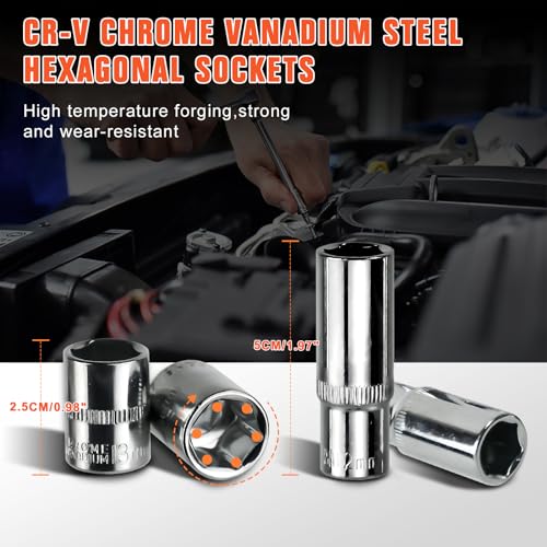 53PCS 1/4" Ratchet Socket Wrench Set Plastic Storage Tool Box - color: Gjx53s