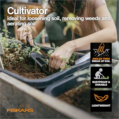 Fiskars 4-Piece House Plant Starter Tool Gift Set, Plant Care Accessories Set for Indoor Gardening and Potting, Pruning Shears with Steel Blade, FiberComp Trowel & Cultivator, L/XL Garden Gloves - style: Houseplant Starter Gift Set