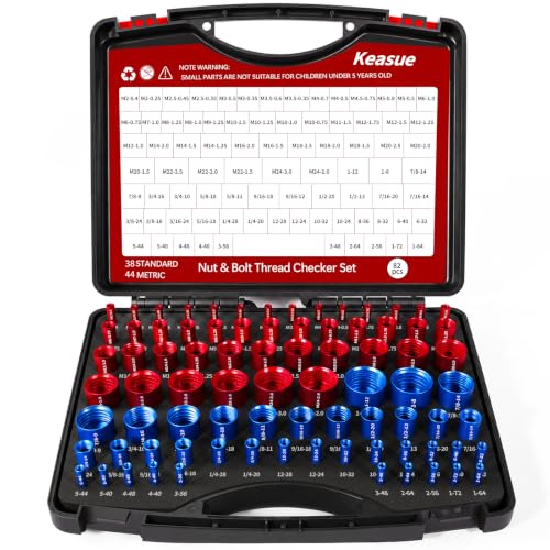 82Pcs Thread Checker, Nut and Bolt Thread Checker, 38 Inch & 44 Metric Box Set Thread Gauge, Thread Checker Standard and Metric Suitable for Size Checker of Bolts or Nuts in Narrow Areas - size: 82 Gauges - 38 Inch & 44 Metric