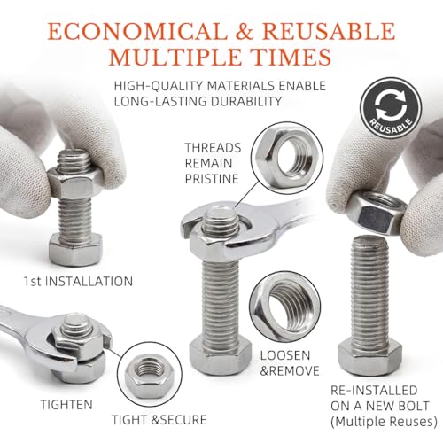 M6 x 1.0mm Hex Nuts (30pcs) 304 Stainless Steel Hex Hardware Nuts Reusable Standard Metric Coarse Thread Nuts for DIY Home Automotive Industrial - size: M6-30PCS