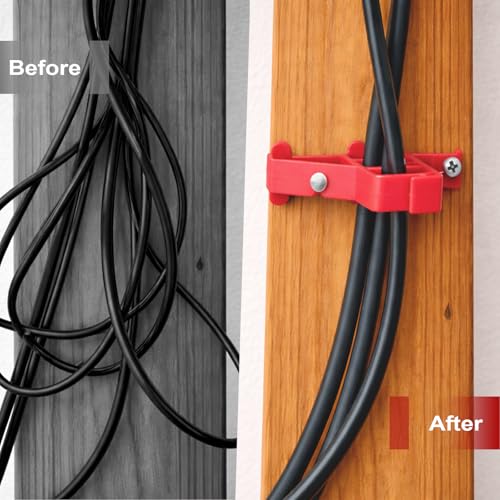 200 Pack Multi-Cable Staples with Steel Nails, Electrical Wire Stackers - color: Red