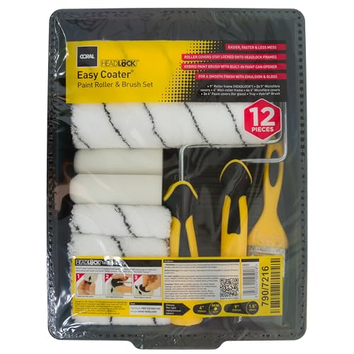 CORAL Easy Coater Decorating Paint Roller Tray & Frame Set, 12 Piece Pack, Roller Brush, 10501