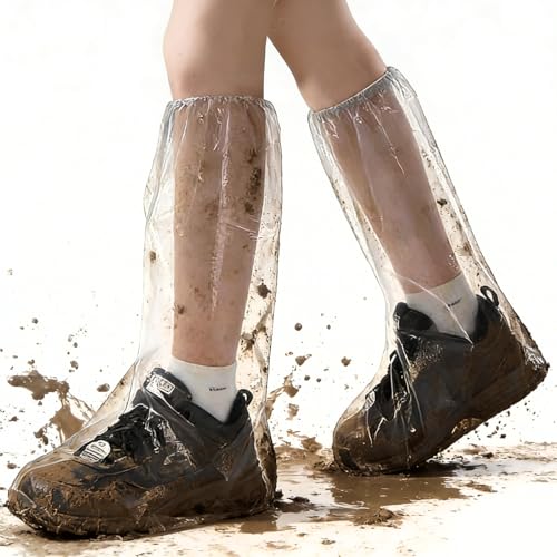 Yeios 50 Pack 19.68inch Tall Waterproof Disposable Shoe Covers for Rain Mud - color: 15.75*19.68inch