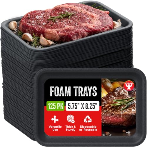 Hygloss Black Foam Trays for Food & Crafts, 5.75 x 8.25 Inch, Pack of 125 - color: Black, size: 5.75 x 8.25-Inch, style: 125 Pieces