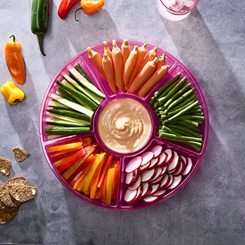 Plasticpro 6 Sectional Round Plastic Serving Tray/Platters Pink Pack of 2 - color: Pink