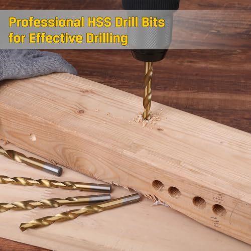 276pc Titanium Twist Drill Bit Set with S2 Bits 135° Tip High Speed Steel, Size from 1/16" up to 1/2", Ideal in Wood Cast Iron Aluminum Alloy Plastic Fiberglass, Clear Lid Case - size: 276 Piece Twist Drill Bits Set 135°