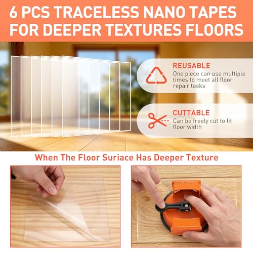 Floor Gap Fixer Tool, Heavy-Duty Plank Grabber for Laminate, LVP & Vinyl | Iron body with felt strike pads, locking suction cup and six washable adhesive pads
