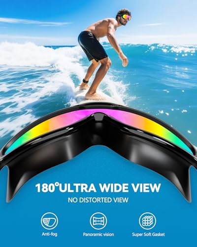 Aegend New Adult Wide View Swim Goggles, Anti-Fog/UV No Leak Swimming Goggles with Ear Plugs for Men & Women - color: Bright Orange & Bright Rose
