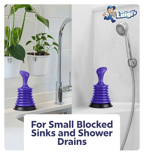 Luigi's Sink Plunger Kitchen - Sink Plunger Bathroom - Drain Bathtub or Shower - Small and Powerful Clog Remover - Commercial Style Plumbers Plungers with Large Bellows - Blue - Mini - color: Blue - Mini Sink Plunger