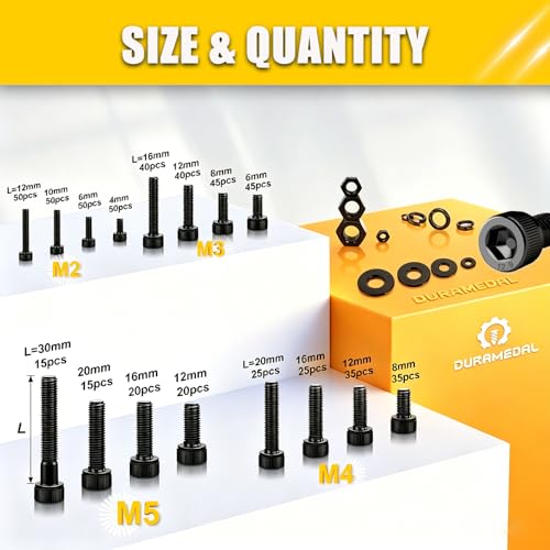 2240Pcs Metric Screws Assortment M2-M5 Hex Socket Head Cap Screws Bolts