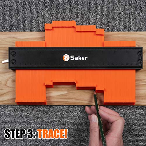 Saker Contour Gauge Profile Tool with Adjustable Lock 10 Inch Orange | Gifts for Men Women Father Dad Boyfriend Husband,Precisely Copy Irregular Shape Duplicator,Cool Gadgets for Woodworking - style: 10 INCH