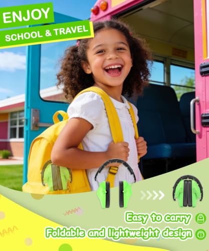 ZOHAN 032 Kids Noise Cancelling Headphones - 25dB NRR Kids Ear Protection, Hearing Protection Safety Ear Muffs for School Monster Truck Fireworks Traveling Studying Concerts Autism - Green - color: 1pack - Green