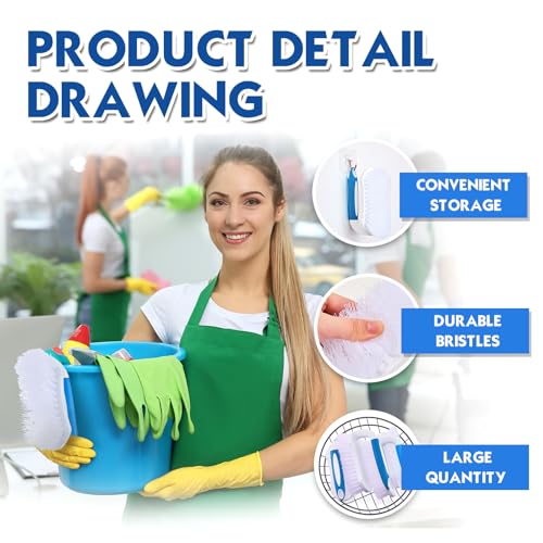 Lallisa 12 Pcs Scrub Brush Bulk for Cleaning with Handle, Blue - color: Blue