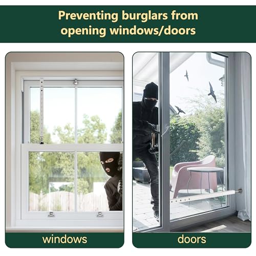 WooFog Window Security Bars Adjustable, Window Bars Security Inside Vertical, Heavy Window Ac Lock Bar with Rubber Feet for Up and Down Windows, 17-32 inch Double Hung Window Stopper -4 PCS Patented - size: 17" to 32"-4 PCS