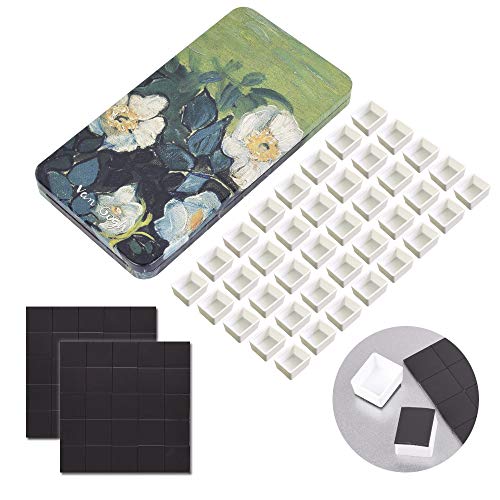 qianshan 40Pcs Empty Half Pans Watercolor Tin Palette with Magnetic Stripe - color: Wild Rose