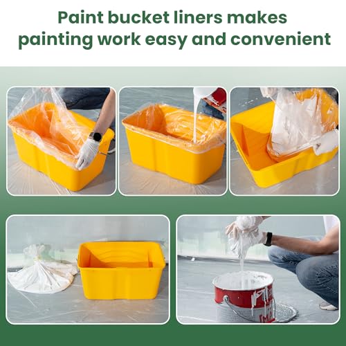 VOOMEY 18 Inch Paint Tray Liner, Plastic Paint Bucket Inner Liner Bags for Paint Roller Kit, 5pcs,Disposable for Quick Cleanup - size: 5PC Paint Bucket Liner