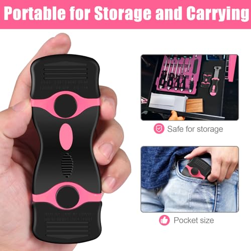 NECAMOCU 4 Pack Razor Blade Scraper, Includes 50 PCS Metal & Plastic Blades - color: Pink