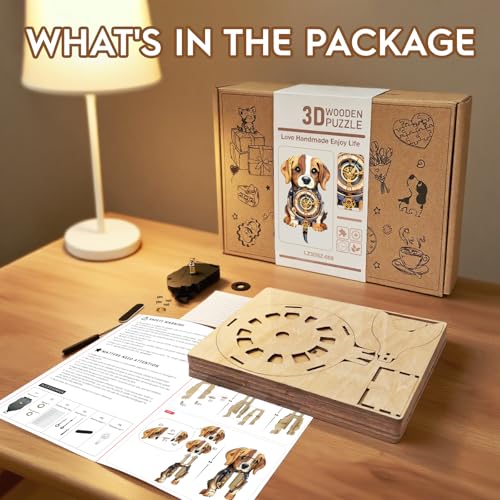 3D Wooden Puzzles for Adults-Beagle Clock Puzzle-Adult Crafts - color: Beagle Clock