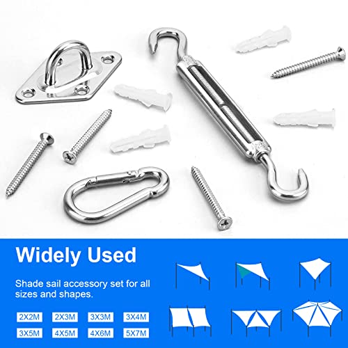 HYASIA Sun Shade Sail Hardware Kit 8 Inch for Rectangle & Triangle Shade Sail Install, Stainless Steel ShadeSail Fixing Accessories for Outdoor Patio Canopy Garden, Heavy Duty Awning Attachment 40 Set
