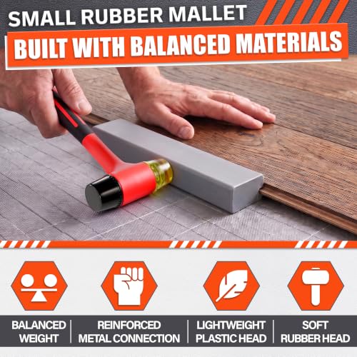 Small Rubber Mallet Hammer 1", 25mm Lightweight, Non Slip Grip 9.6 In - color: Red-black