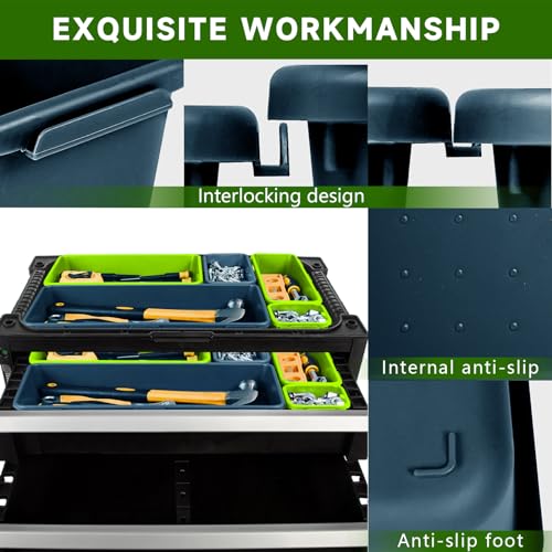 Tool Box Organizer Tray, 60 PCS & 5 Sizes, Blue and Green - color: Blue & Green: 60 PCS