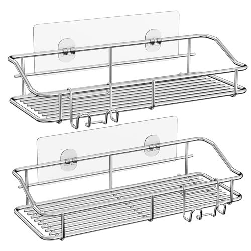 Nieifi Shower Caddy Adhesive, Shower Shelves, Shampoo Holder for Bathroom - color: A-Silver, size: 2 Pack