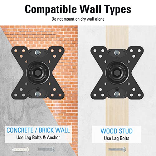 Mounting Dream TV Mount for Most 10-26 inch TVs and Monitors, Monitor Wall Mount with Swivel Tilt Rotation, TV Bracket up to VESA 100x100mm and 33LBS. - size: 10"-26" TV
