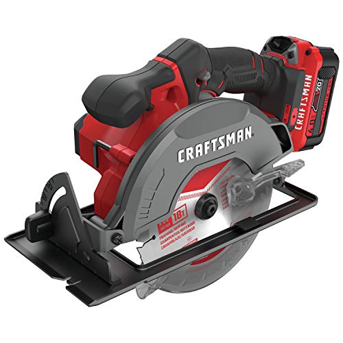 CRAFTSMAN V20 Cordless Circular Saw Kit, 6-1/2 inch, Battery and Charger Included (CMCS500M1)