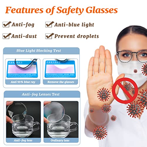 Safety Glasses Anti Fog Clear Blue Light Blocking Eye Protection Nurse Goggles for Women Men - color: B1 Leopard