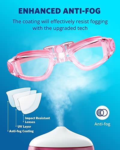 Aegend Swim Goggles, Swimming Goggles No Leaking Full Protect Adult Youth - color: Rose Red