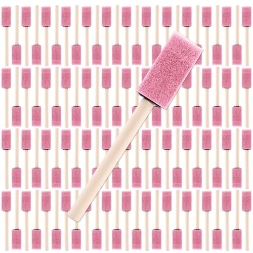 1" Foam Paint Brushes, 100 Pack, 1-Inch Painting Sponges (Pink) - color: Pink, size: 1"