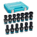 DURATECH 1/2" Drive Impact Swivel Socket Set, 13 Pcs Shallow Wobble Sockets - style: 13 PCS Metric 1/2" Dr.