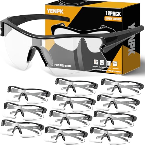 Safety Glasses for Men, Anti Scratch & UV Protection Work Glasses - color: 12 Pack Clear