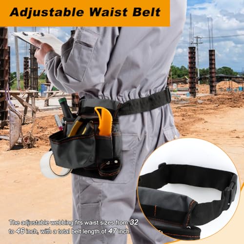 Electrician Tool Pouch with Belt Clip - 8 Pocket for Carpenters,Technicians