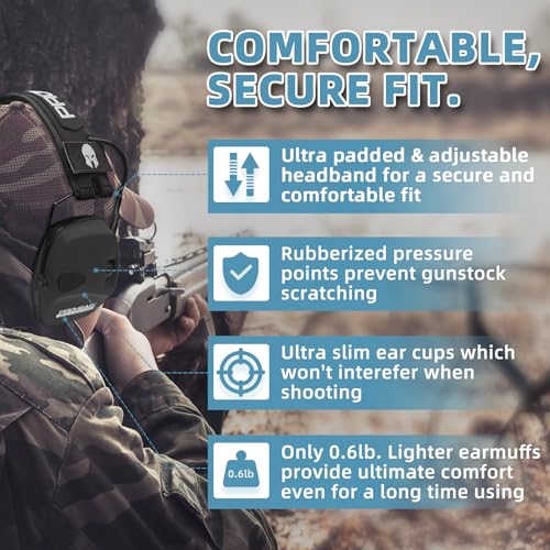 PROHEAR Electronic Ear Protection with Gel Pads for Shooting with 4X Sound Amplification, Gun Range Hearing Protection Muffs, NRR 23dB Noise Reduction Headphones for Hunting, Black - style: Electronic-black-gep02