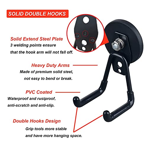 Magnetic Hooks Heavy Duty Garage Hooks Tools Organizer Anti-Slip Strong Magnetic Hooks Utility Magnet Hanging Hooks for Garage, Warehouses, Kitchen, Power Tools 2PCS Black - style: 2.6 INCH BLACK 2 PACK