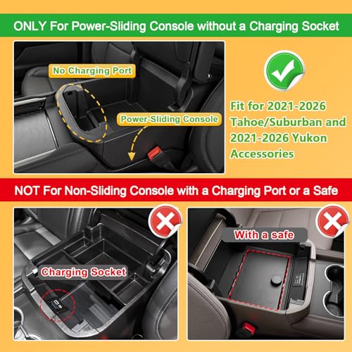 Center Console Organizer Tray for Power Sliding Armrest Console