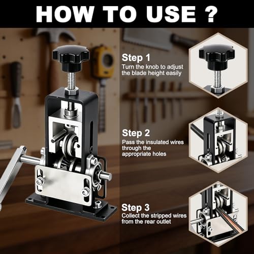 Manual Wire Stripping Machine, 0.06"-1" Wire Stripper Tool for Scrap Copper Recycling, Drill Powered & Hand Crank Dual-Drive Cable Stripper for DIY & Professional Use, Copper Wire Peeler