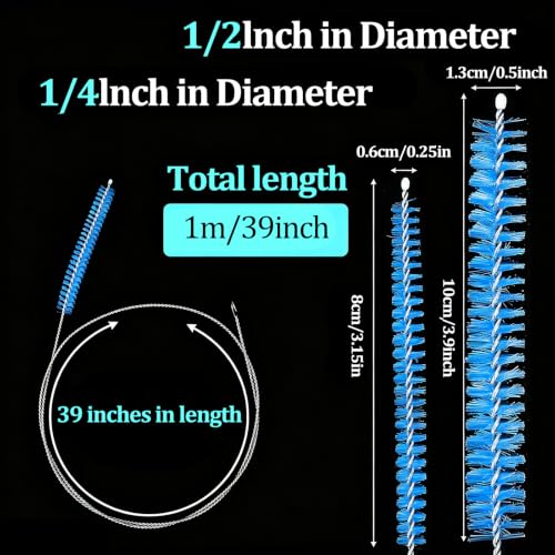 Ymapinc 4Pcs Extra Long Pipe Cleaner Brush, 1/2 Inch & 1/4 Inch - style: blue-1/2-inch and 1/4-inch
