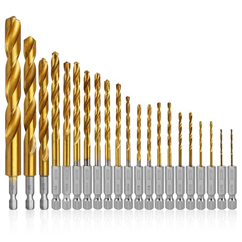 21 Pcs Titanium Coated Twist Hex Shank Drill Bit Set for DE-Walt DW1361