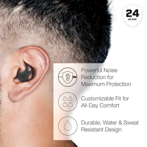 AXIL X20 Noise Reduction Ear Plugs, 24dB Hearing Protection, Red - color: Red