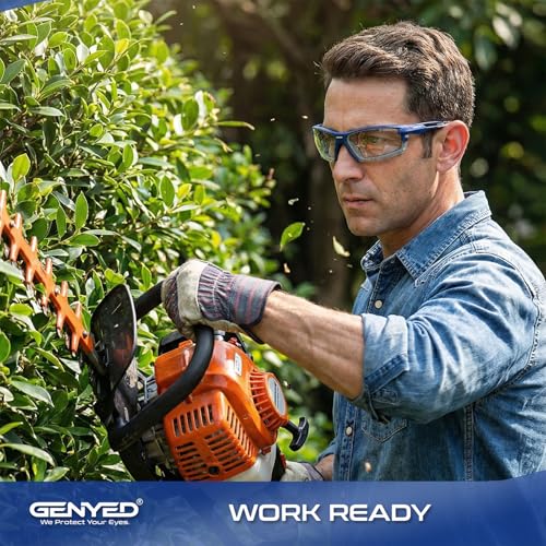 GENYED Safety Glasses ANSI Z87+ with Removable Foam Gasket, Clear Lens, Anti-Fog, Scratch-Resistant, UV400 Wraparound Protective Eyewear for Work, Construction & DIY