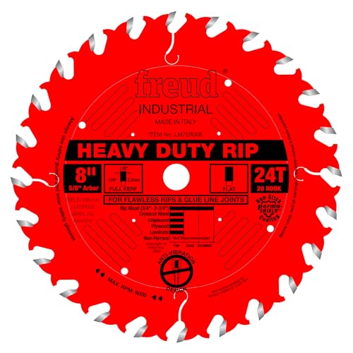 Freud LM72R008 8" Heavy-Duty Rip Blade, Multi, One Size - style: 8-Inch 24 Tooth FTG Ripping Saw Blade with 5/8-Inch Arbor and PermaShield Coating