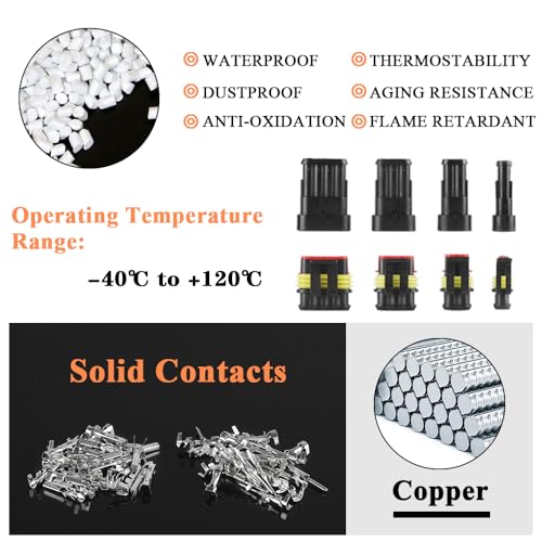MUYI 1/2/3/4 Pin Electrical Connector Kit for 20-16AWG Wire (384PCS) - style: 1-4pin connector(384 pcs)