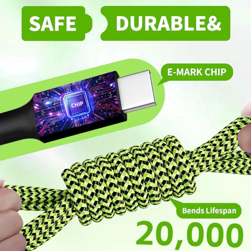 USB C Splitter Multi Charging Cable for Multiple Devices, 2Pack 5FT - color: Green&Black