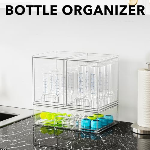 SpaceAid Bottle Storage Organizer Baby - Acrylic Bottles Station Organizer Container, Stackable Clear Drawers for Countertop, Vanity, Bathroom, Cabinet, Pantry Organization, 3 Pack, 2M1L, 10.9" H - size: 10.9"H, 3 Pack, 2M1L