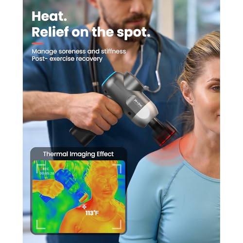 BOB AND BRAD C2 Plus Massage Gun with Heat, Deep Tissue Percussion FSA Massager Gun for Athletes & Pain Relief, Electric Handheld Back Neck Shoulder Muscle Massager, HSA Eligible Gift - color: Onyx Black