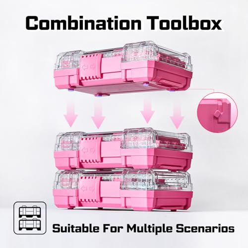 Geinxurn 48Pieces Impact Screwdriver Bits Set, Magnetic S2 Steel Phillips/Slotted/Square/Torx Insert Power Bits Tips, Impact Bit Holder with Pink Storage Box Case - style: STKB048-PK